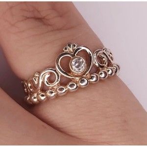 Pandora princess tiara crown ring rose gold over sterling silver size SMALL